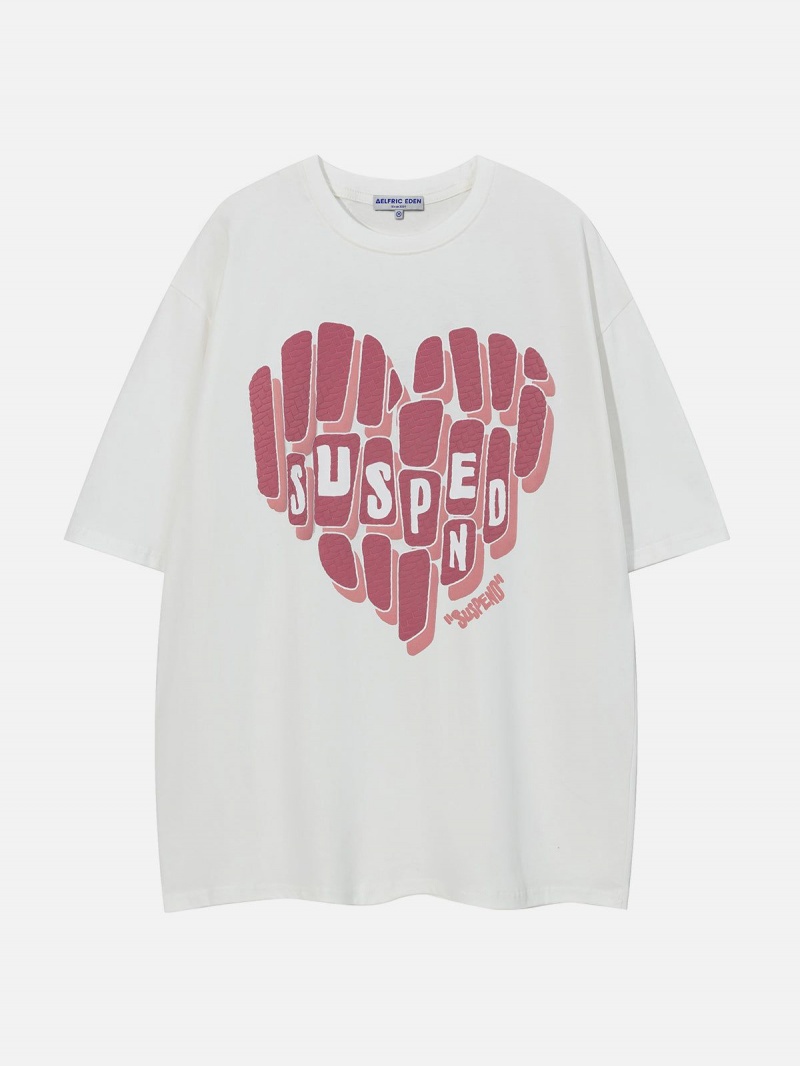 T Shirts Aelfric Eden 3d Heart Print Tee Noir | JPB-63909357